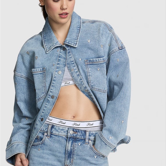 NWT VICTORIAS SECRET DENIM BY PINK SHACKET size XXL - Picture 2 of 9